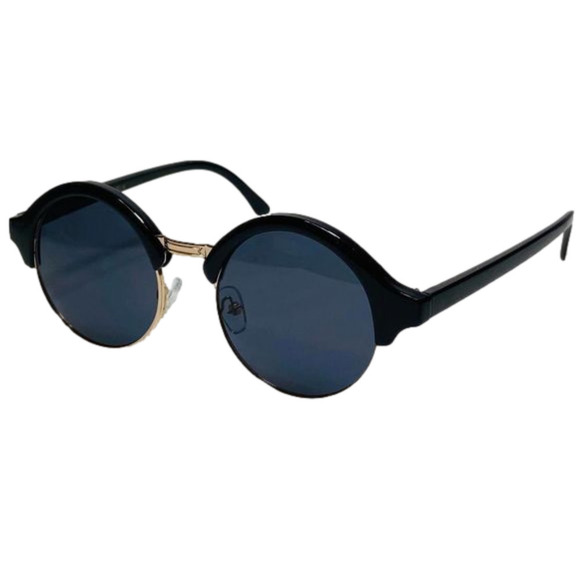 6053 | Black Retro Circle Sunglasses - Picture 3 of 5